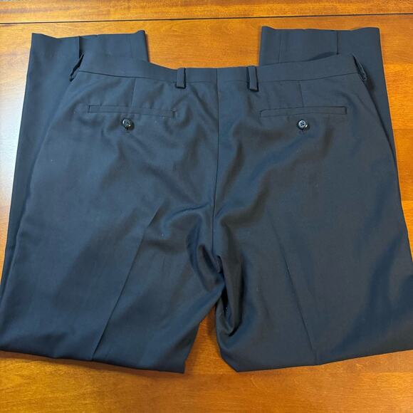Nordstrom Rack Men's Flat-Front Black Dress Pants Tapered Leg Size 36x30 - Picture 3 of 10